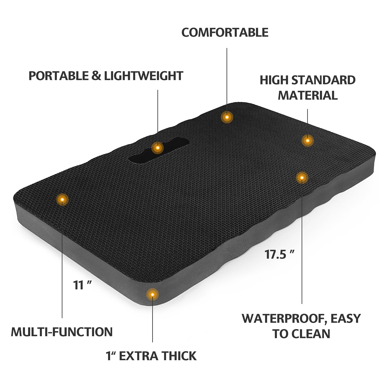 HOOPLE Extra Thick Kneeling Pad Black side view