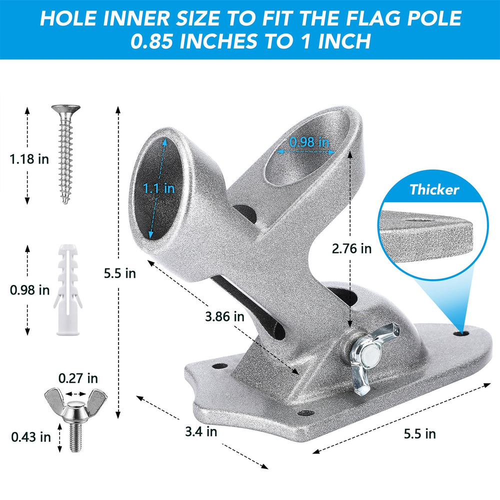 HOOPLE Flag Pole Holder close-up of stainless steel screws