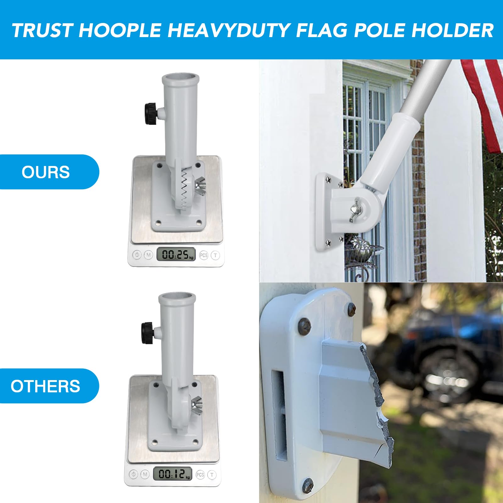 HOOPLE Flag Pole Holder displayed outdoors in a garden