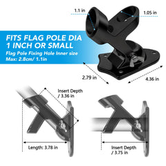 HOOPLE Flag Pole Holder installed on a wall with a flag