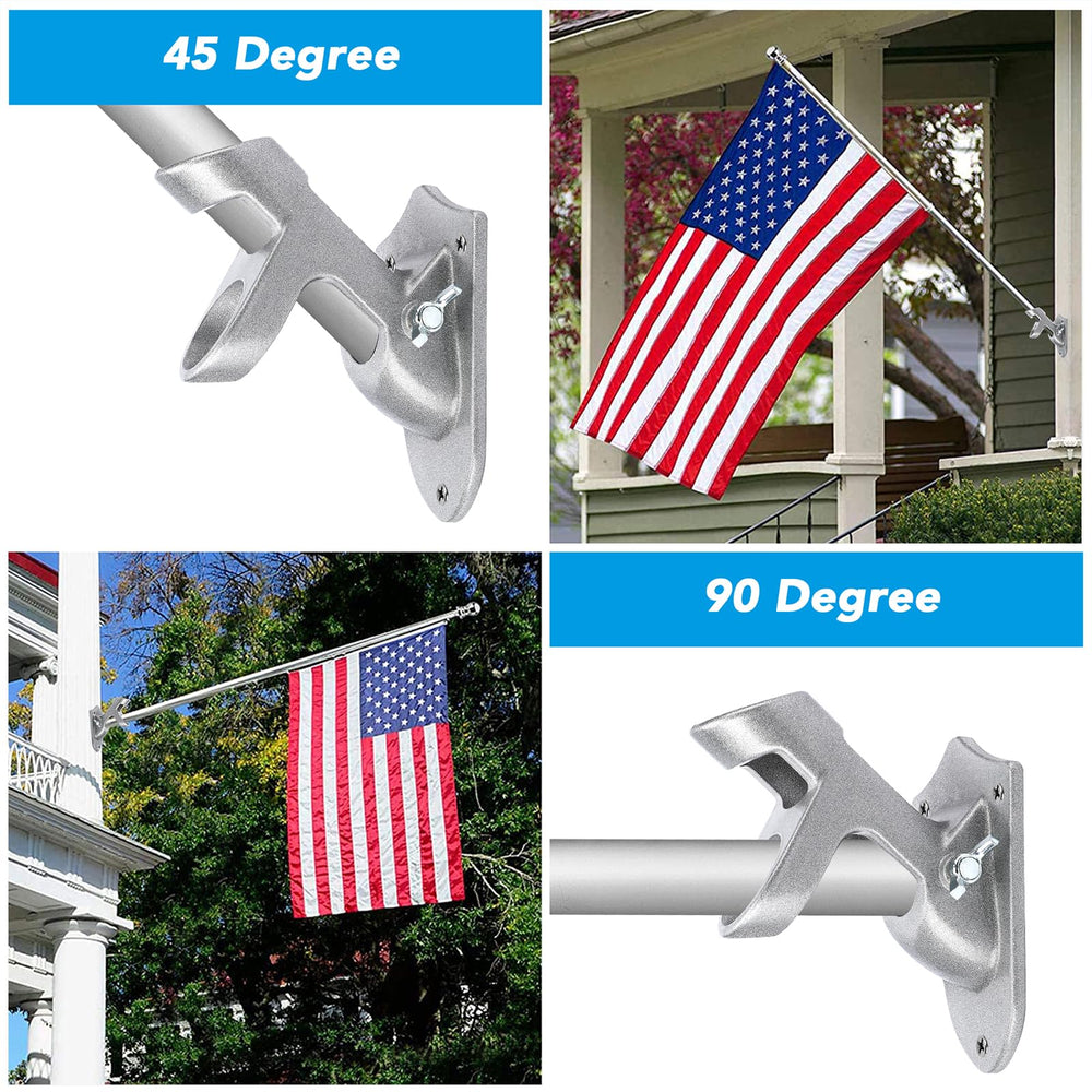 HOOPLE Flag Pole Holder showing dual position design