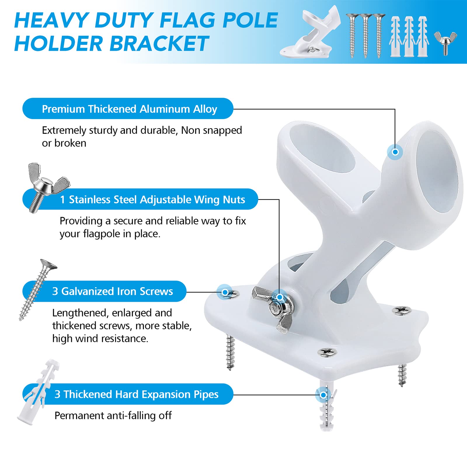 HOOPLE Flag Pole Holder side view with installation hardware