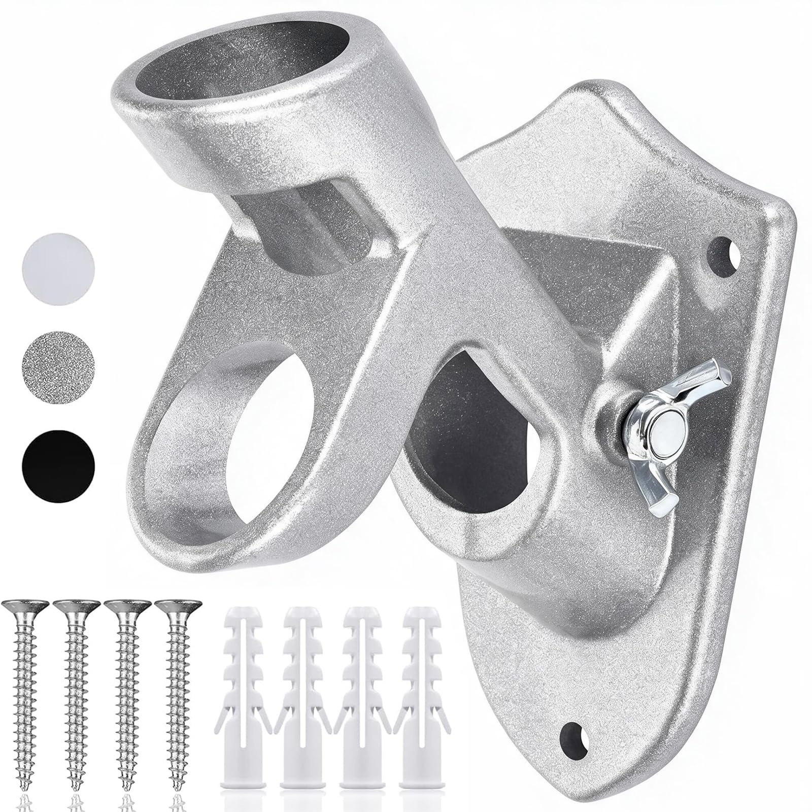 HOOPLE Flag Pole Holder silver model front view