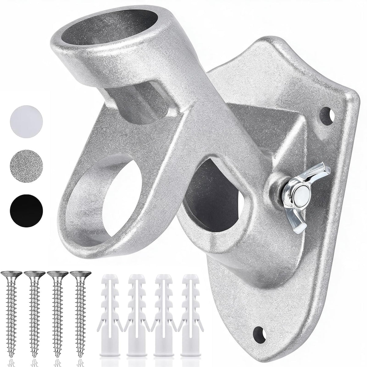 HOOPLE Flag Pole Holder silver model front view