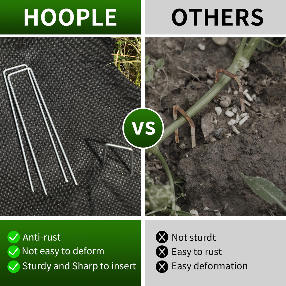 HOOPLE Landscape Staples installation process in garden