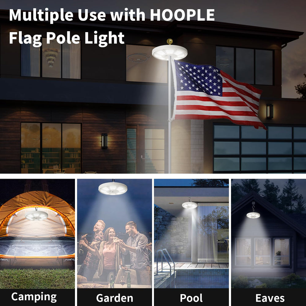 HOOPLE Solar Flag Pole Light demonstrating waterproof feature