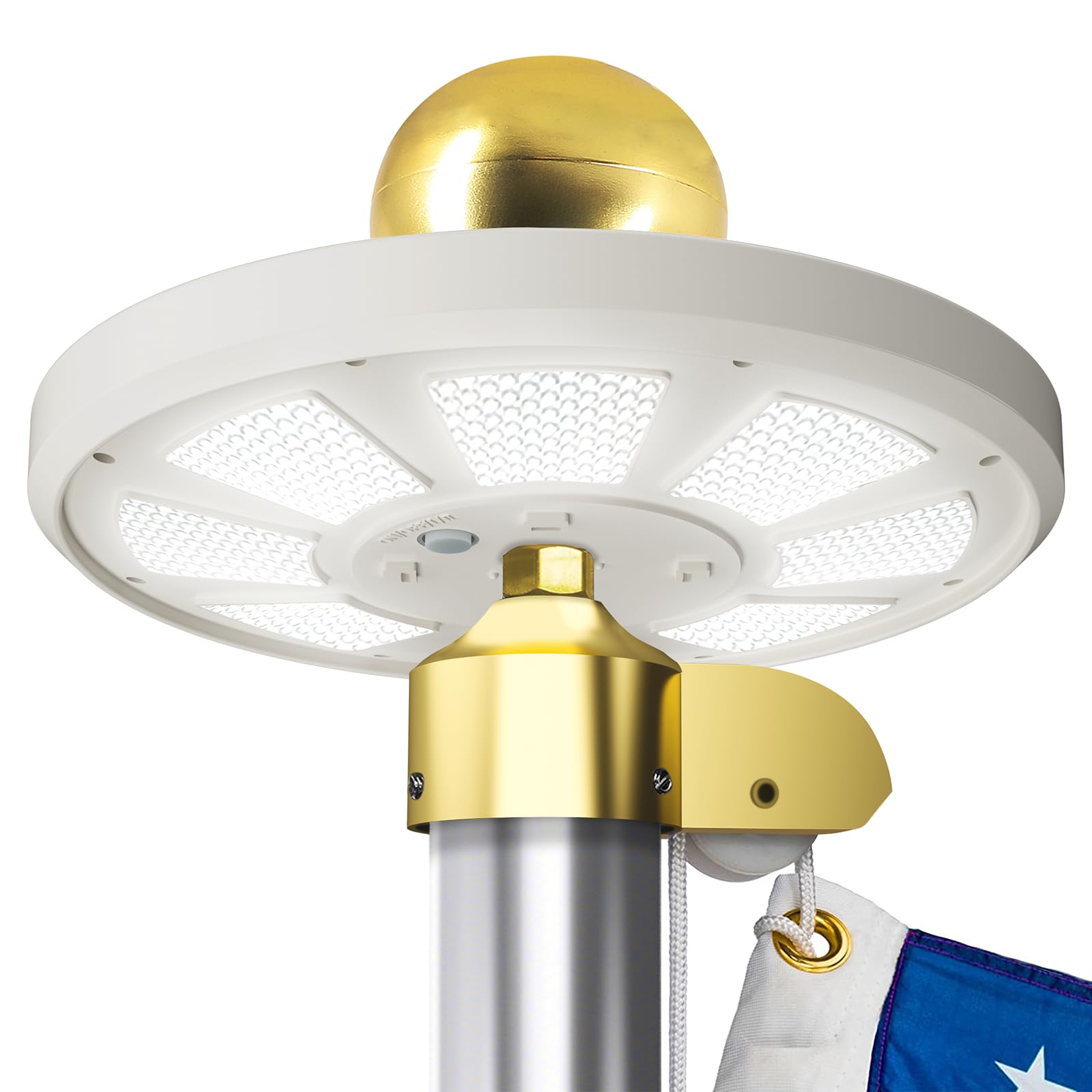 HOOPLE Solar Flag Pole Light front view with 136 LEDs