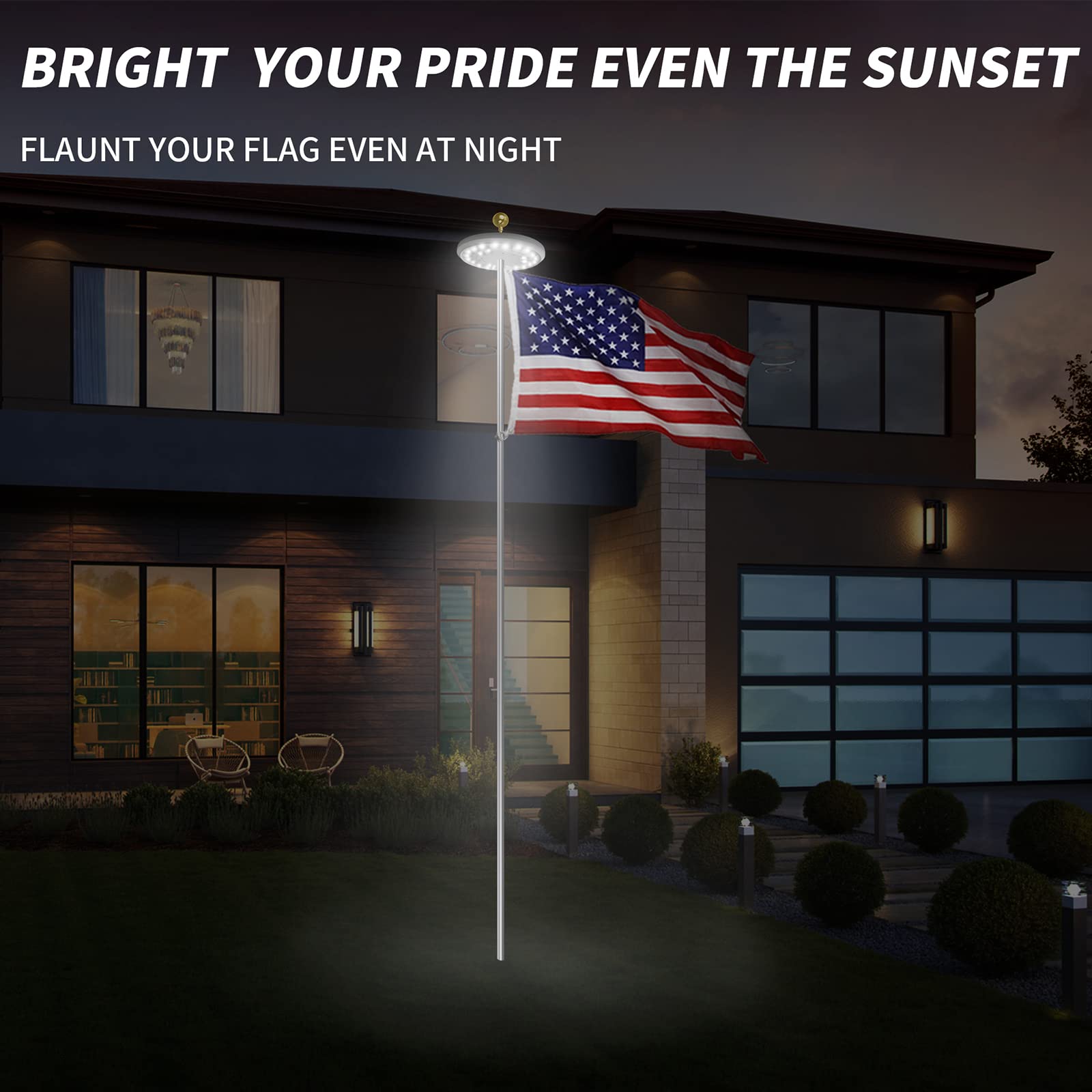 HOOPLE Solar Flag Pole Light in garden setting