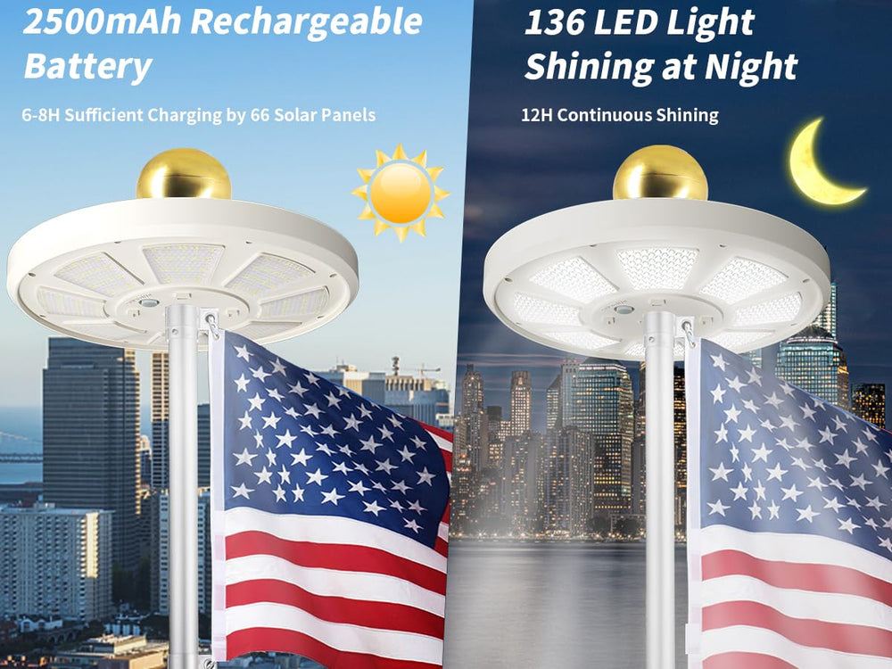 HOOPLE Solar Flag Pole Light in outdoor garden setting