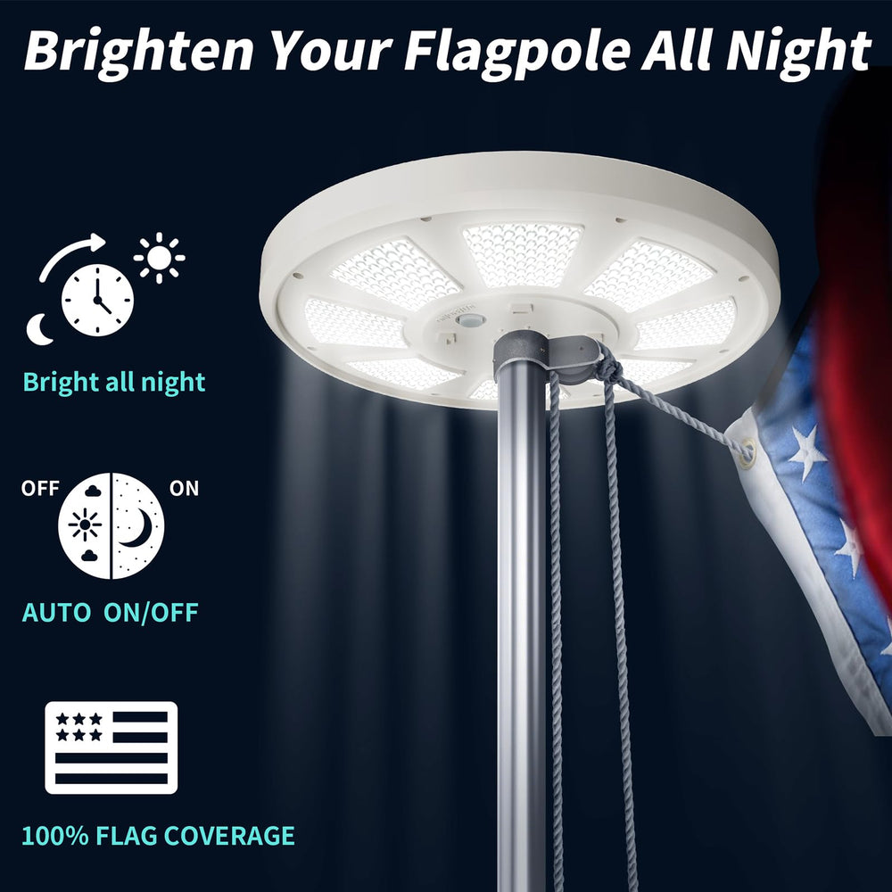 HOOPLE Solar Flag Pole Light with included mount tube and hook