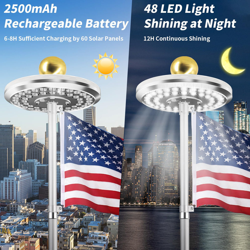 HOOPLE Solar Flagpole Light in outdoor garden setting