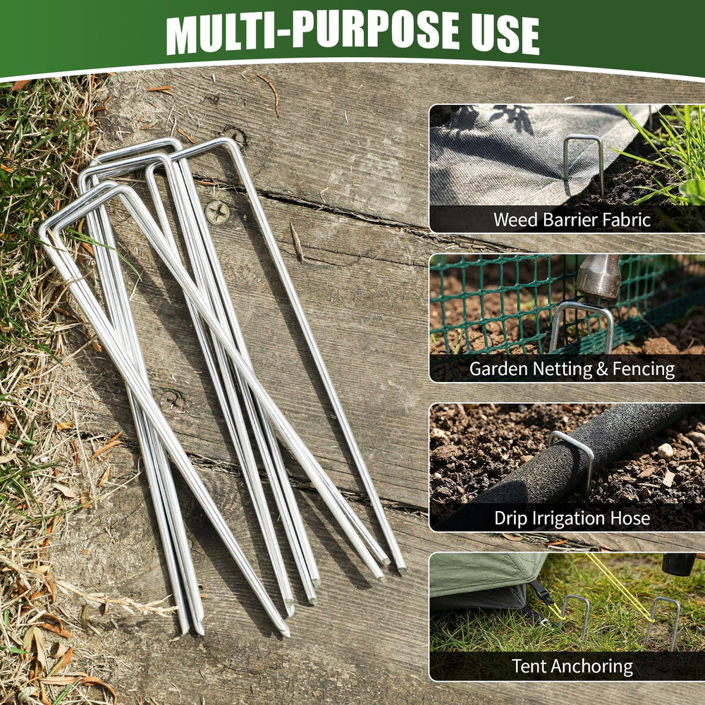 HOOPLE stakes securing landscape fabric in garden