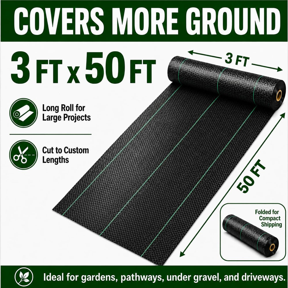 HOOPLE Weed Barrier Fabric rolled up for easy storage