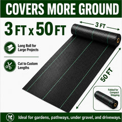 HOOPLE Weed Barrier Fabric rolled up for easy storage