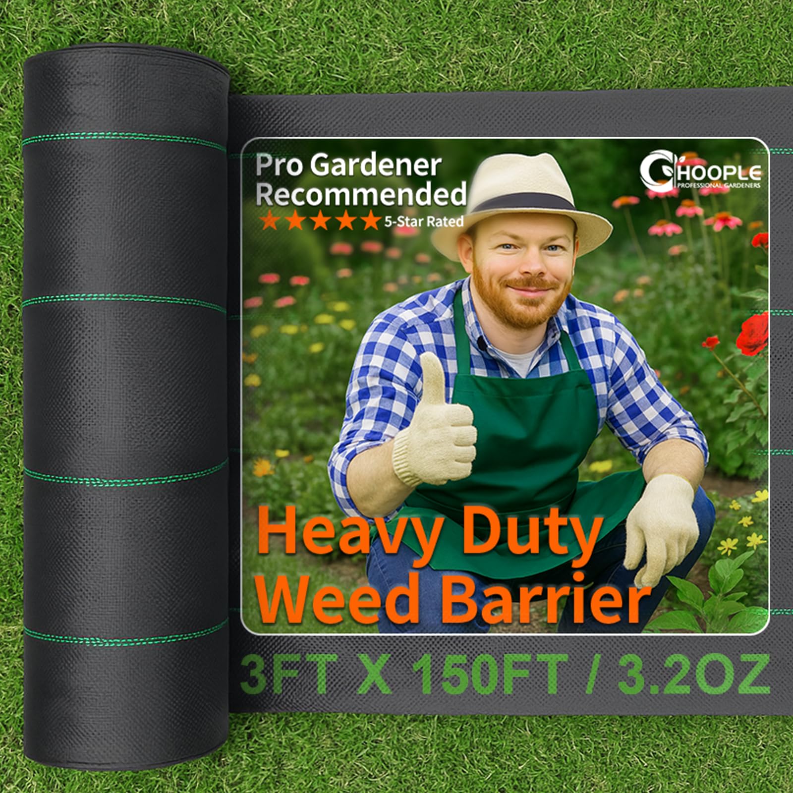 HOOPLE weed barrier landscape fabric 3ft x 150ft roll