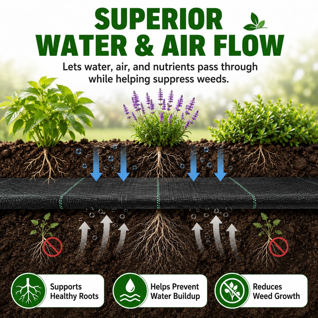 HOOPLE weed barrier under gravel pathway