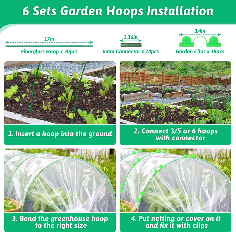 Hoops supporting plants in a vegetable garden