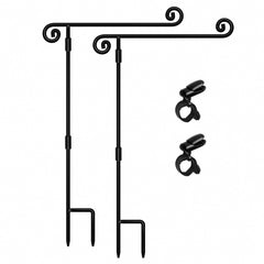 HOOSUN Garden Flag Stand black metal holder front view