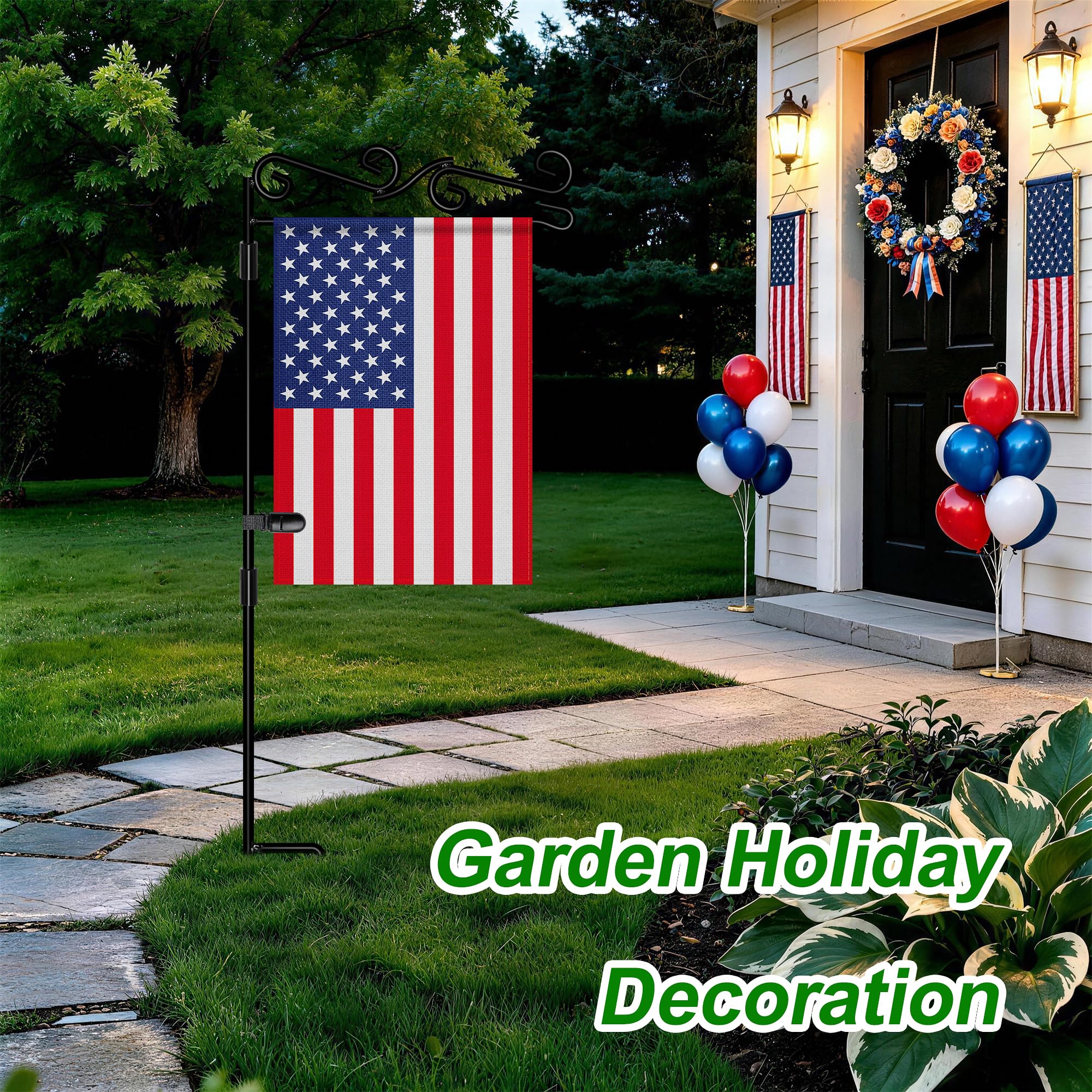 HOOSUN Garden Flag Stand with Tiger Prevent Wind Clip