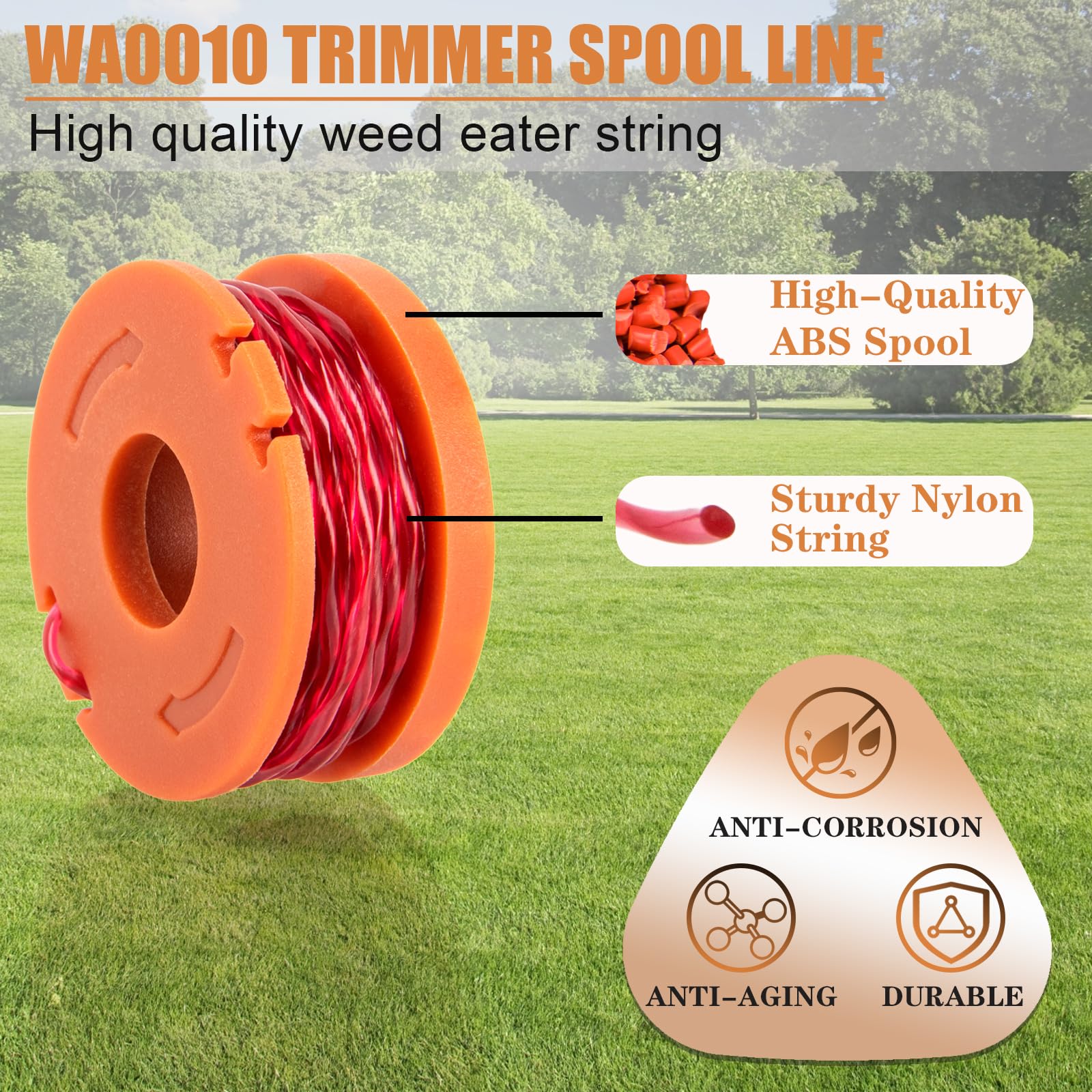 HOOTO WA0010 String Trimmer Spool Line 10ft spools arranged