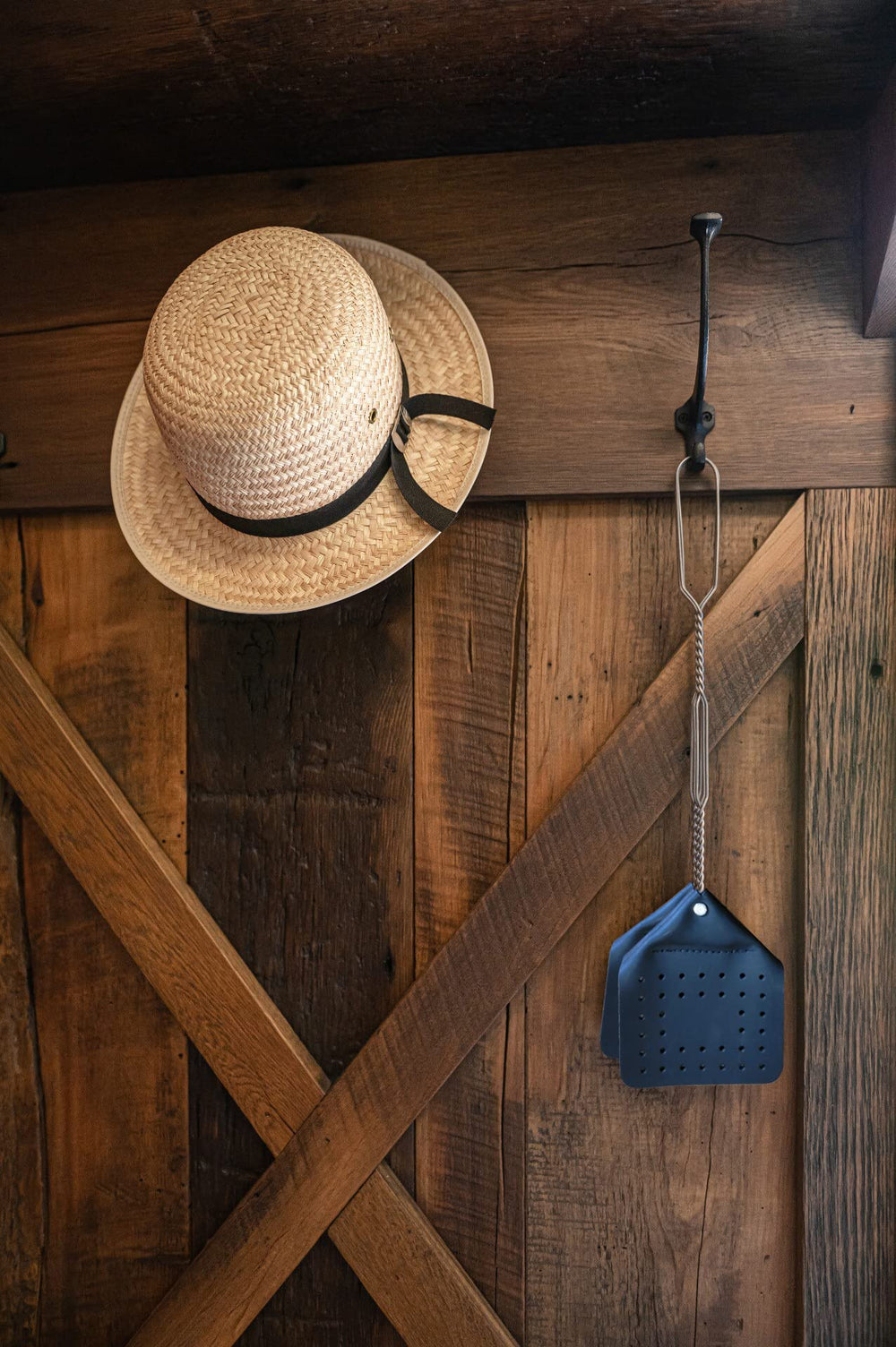 Hope Woodworking fly swatter in use outdoors