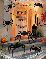 HOPOCO Halloween Plush Spider Set showing all 6 spiders in various sizes