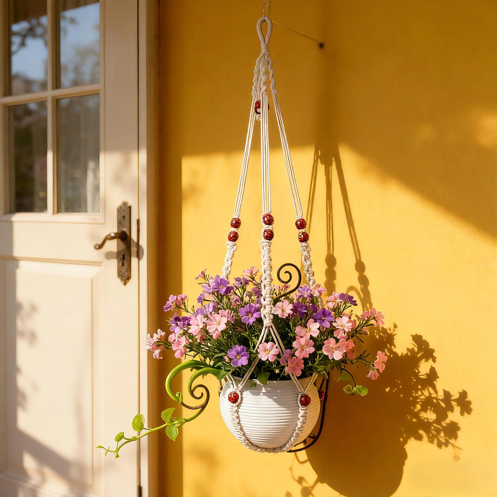 HOREAKHJ Macrame Plant Hanger with plant stand