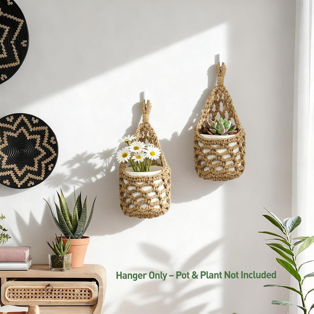 HOREAKHJ Macrame Wall Plant Hanger from a side view