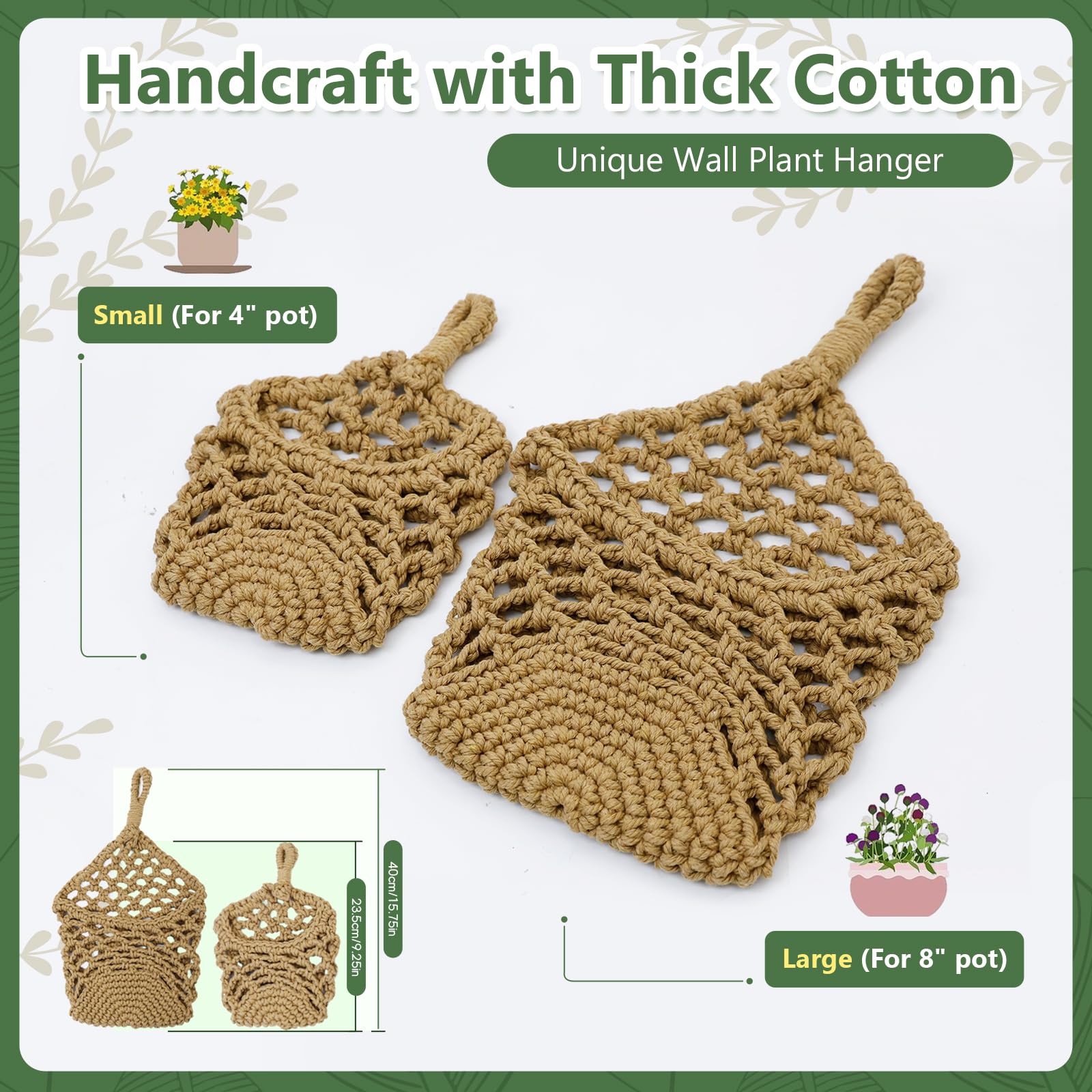 HOREAKHJ Macrame Wall Plant Hanger with small pot inserted