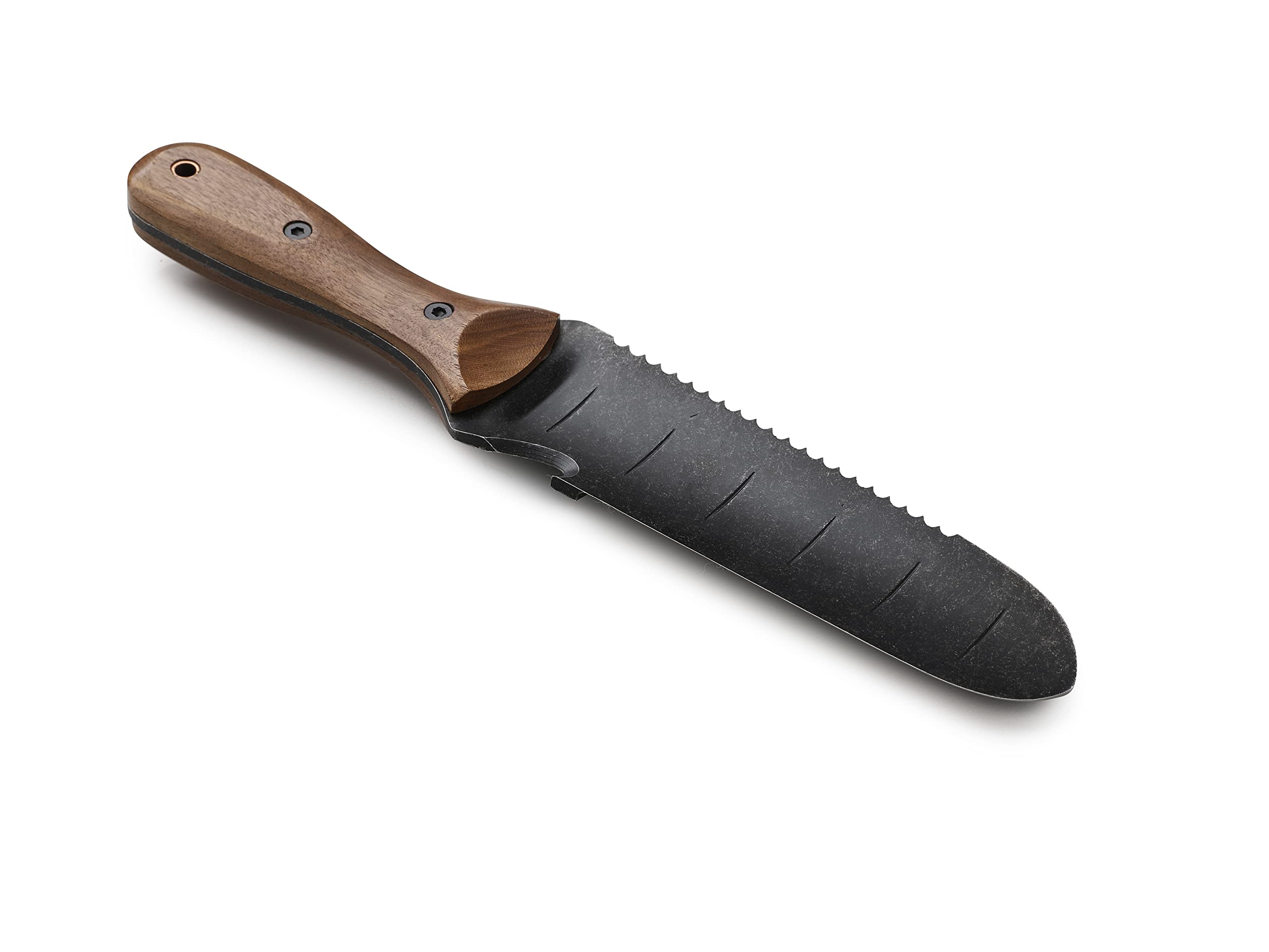 Hori Hori knife with ergonomic walnut handle and copper ring