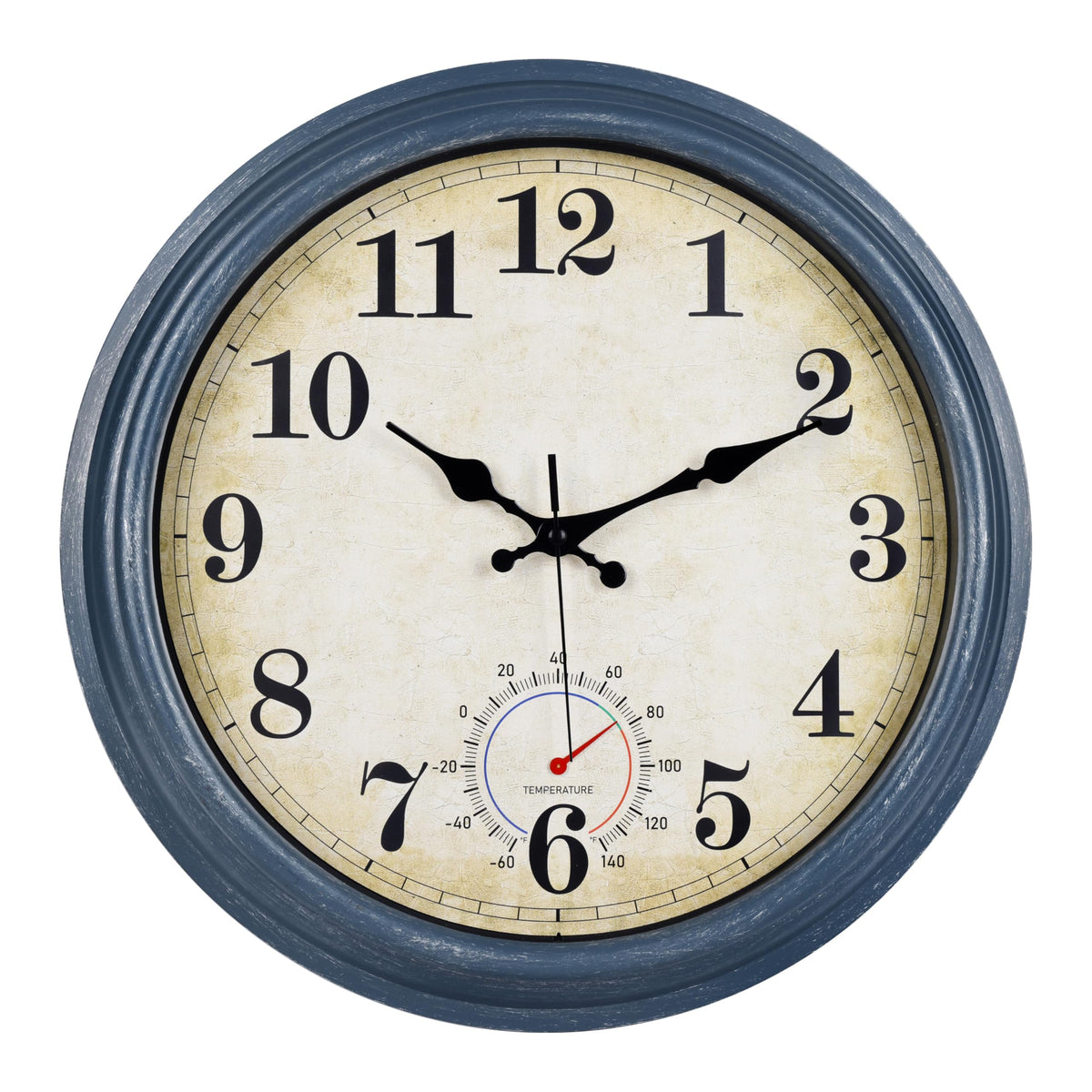 Horizent 16 Inch Outdoor Clock blue front view