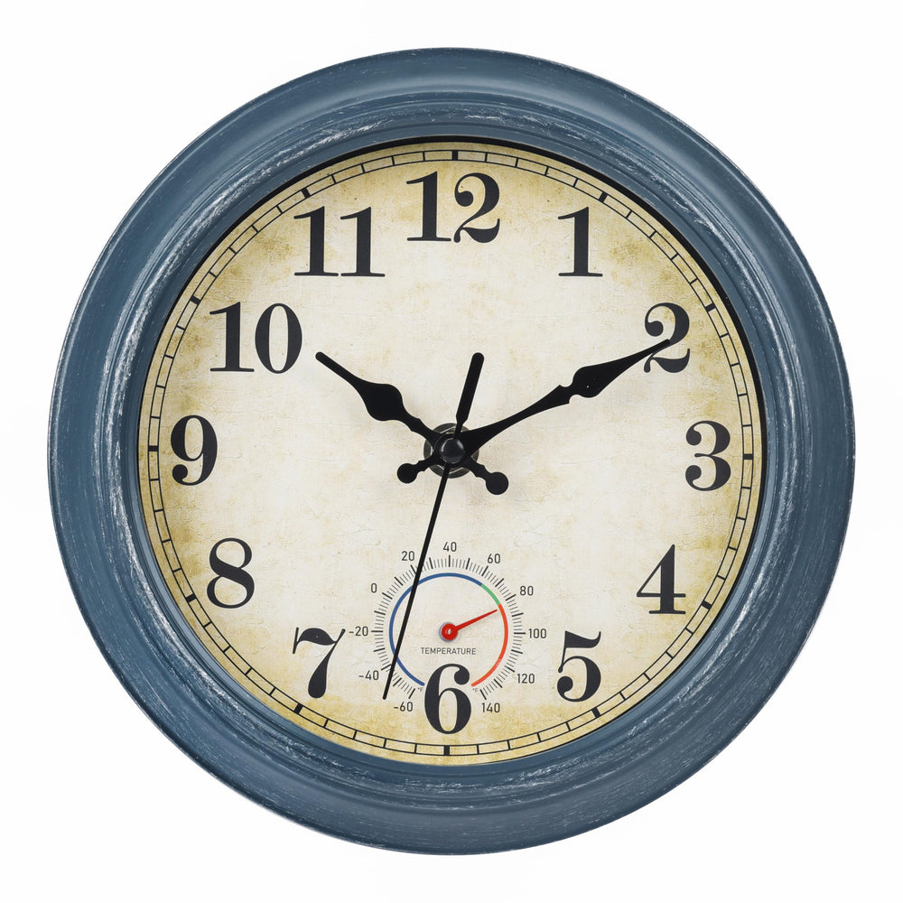 Horizent 8-inch outdoor clock blue model front view
