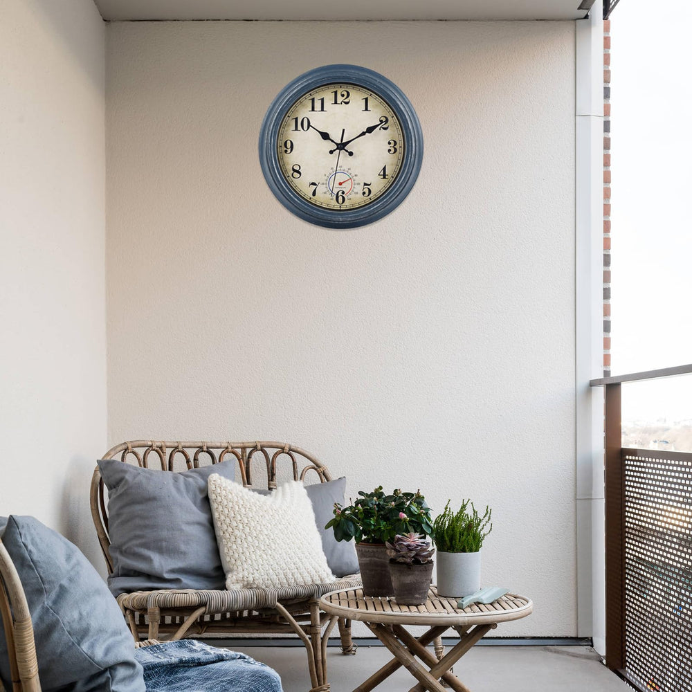 Horizent outdoor clock displayed in a garden setting