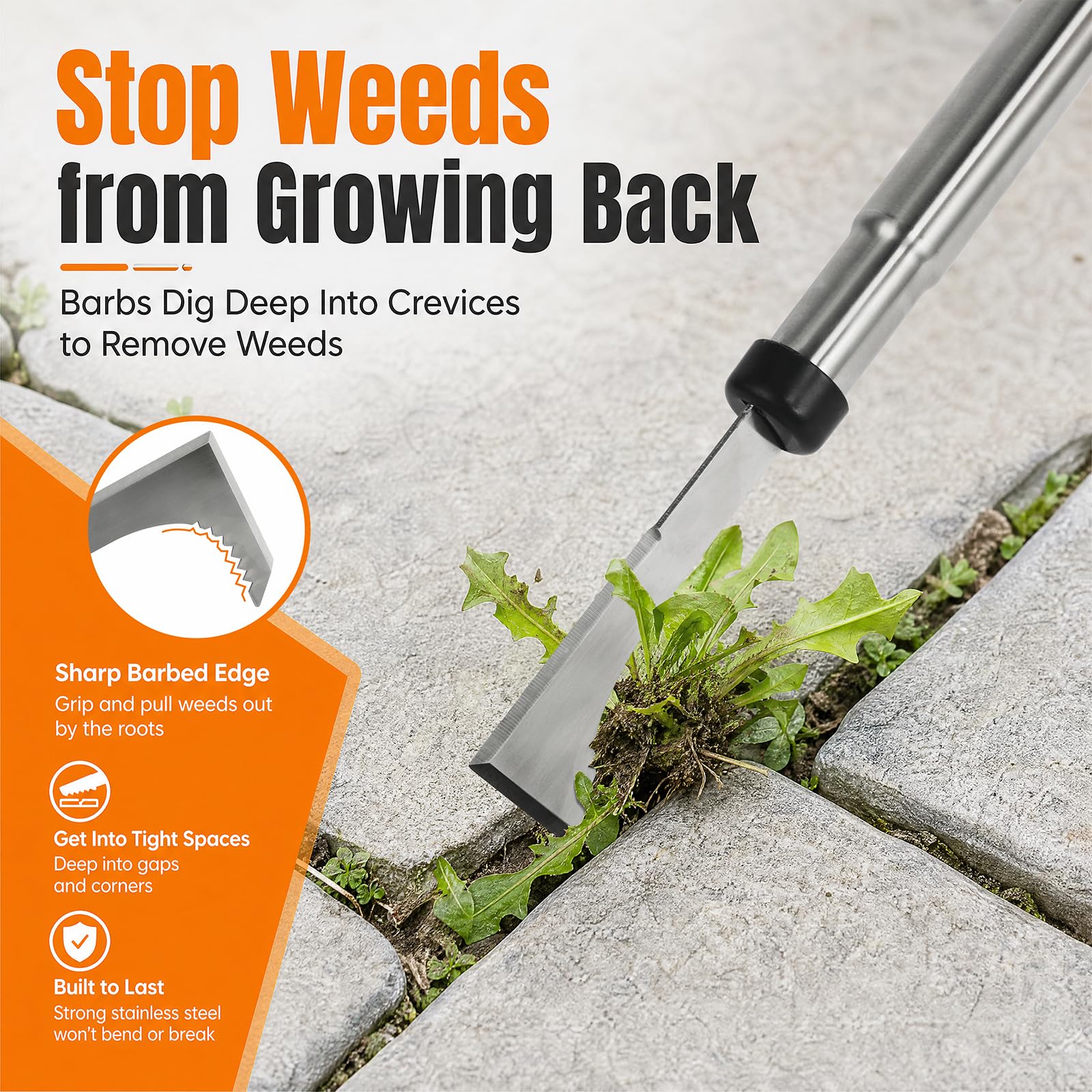 HORM weed puller in a garden setting removing weeds