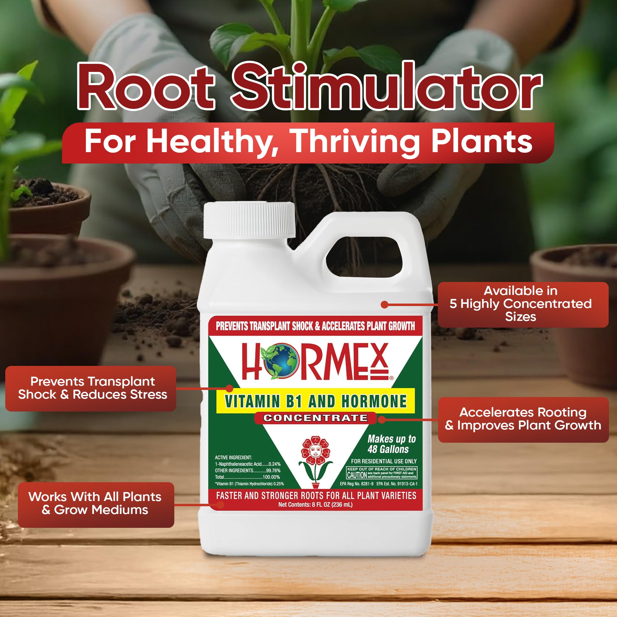 Hormex Liquid Rooting Hormone 8 oz bottle side view