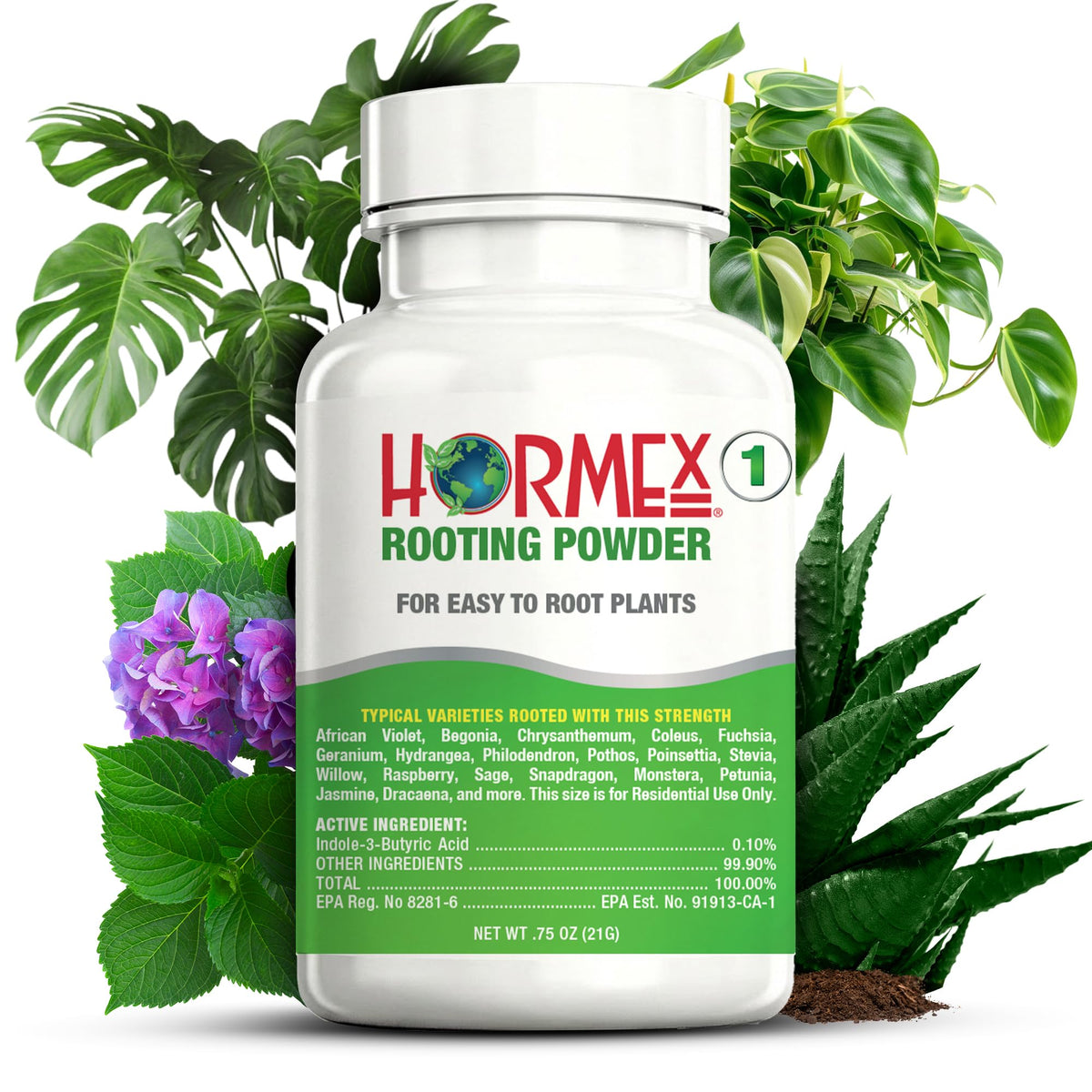 Hormex Rooting Hormone Powder #1 front view packaging