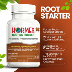 Hormex Rooting Hormone Powder #16 side view with product details