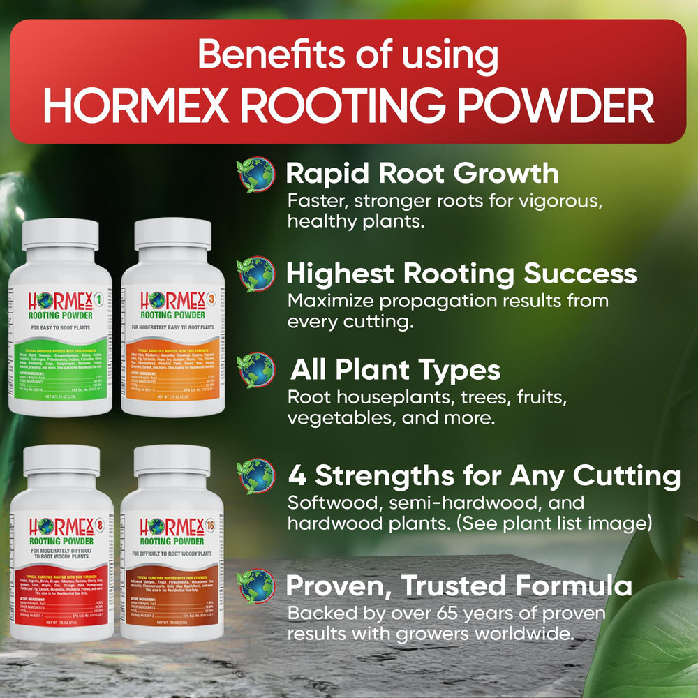 Hormex Rooting Hormone Powder application for plant cuttings