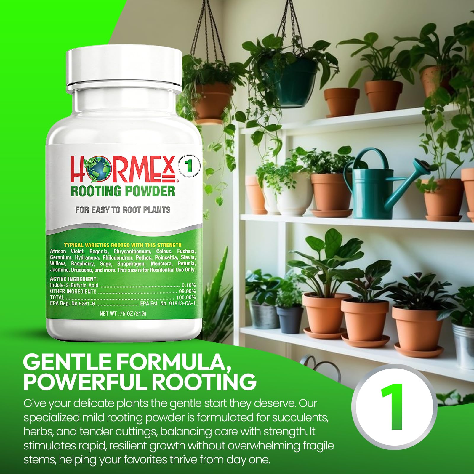 Hormex Rooting Powder #1 back view packaging