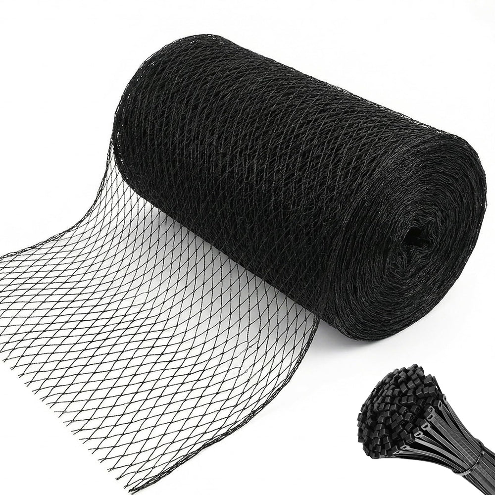 HORTIFAN Bird Netting 7.5 x 100 FT black mesh front view