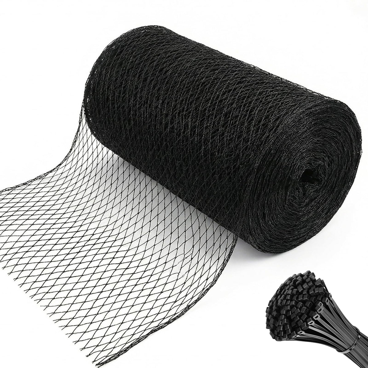 HORTIFAN Bird Netting 7.5 x 100 FT black mesh front view