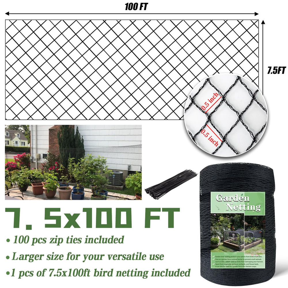 HORTIFAN Bird Netting packaging showing dimensions