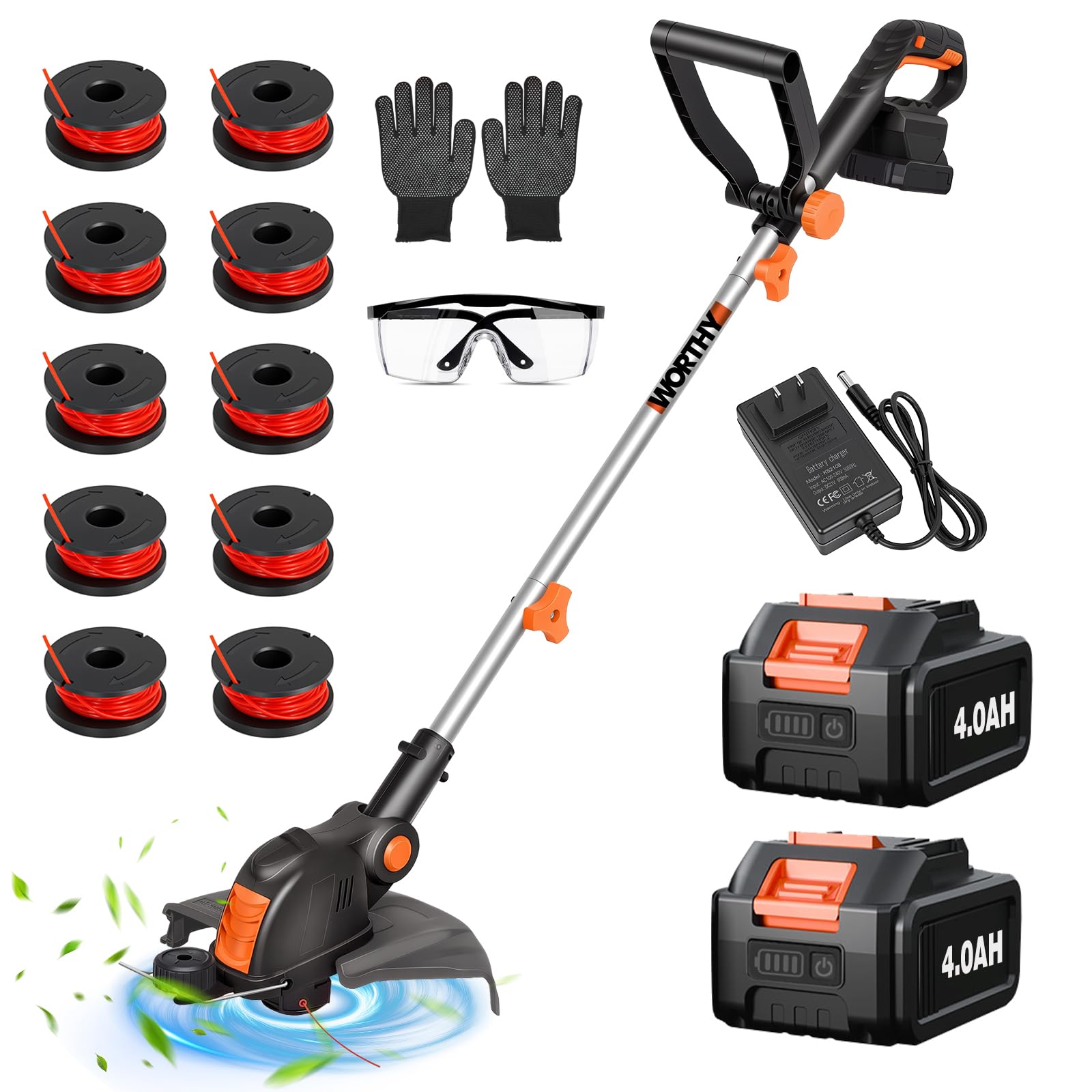 HortiHub Electric Weed Wacker front view with 12-inch cutting head