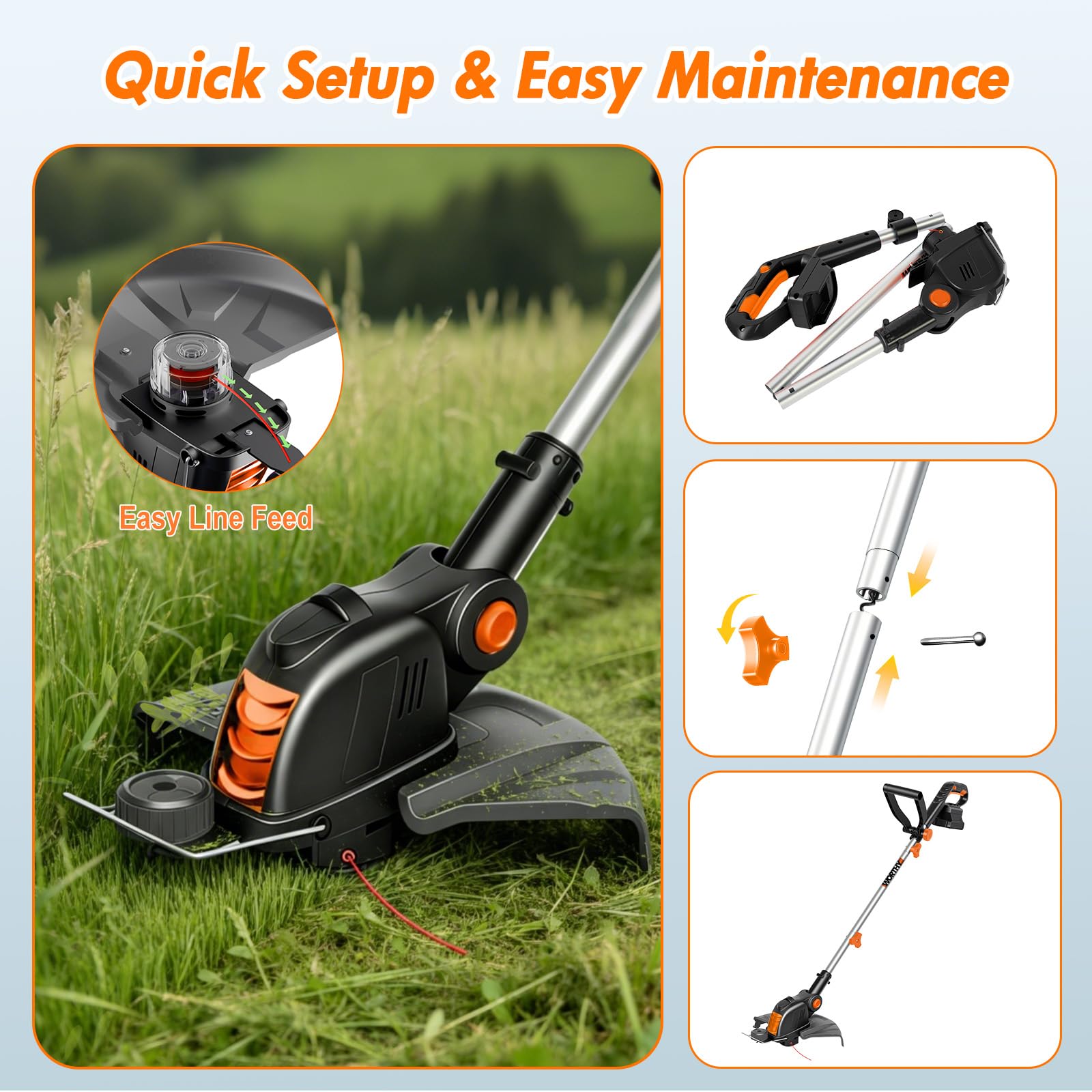 HortiHub Electric Weed Wacker in garden setting