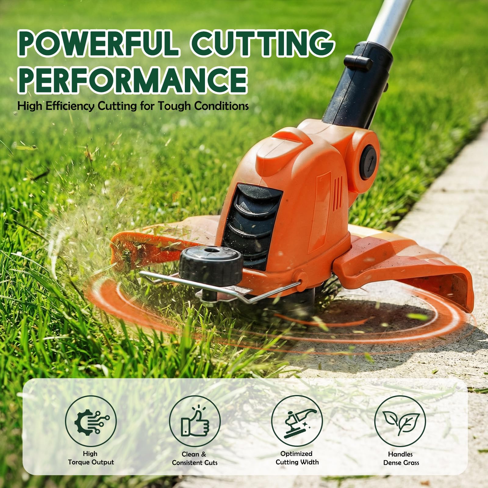HortiHub Electric Weed Wacker side view with adjustable handle