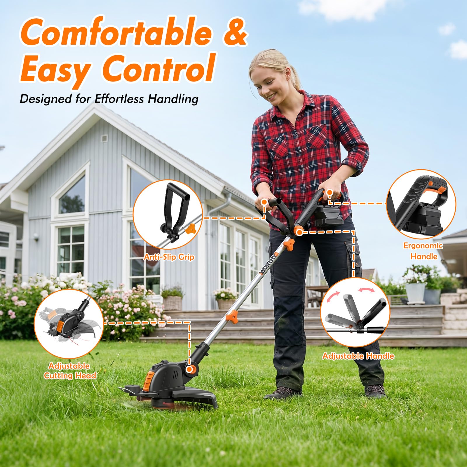 HortiHub Electric Weed Wacker with adjustable handle