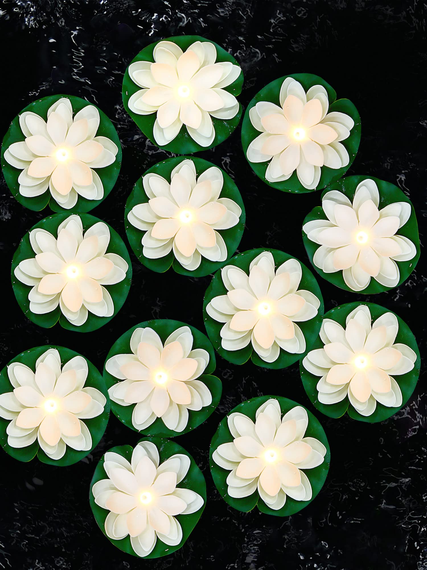 Hortsun 5.91 Inch Floating Lotus Light, White, front view