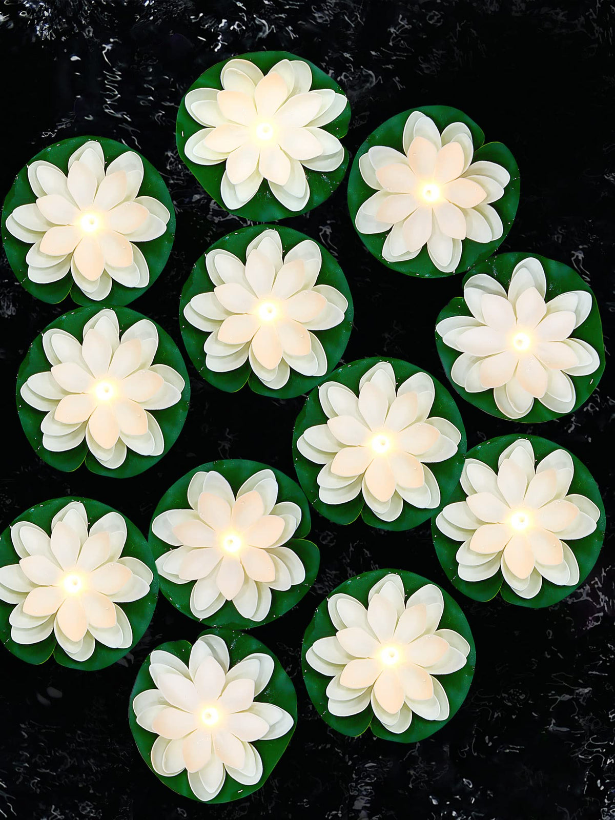 Hortsun 5.91 Inch Floating Lotus Light, White, front view
