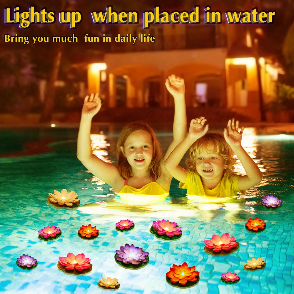 Hortsun Floating Lotus Lights 18 pieces in elegant colors