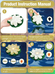 Hortsun Floating Lotus Lights with yellow light activated in water